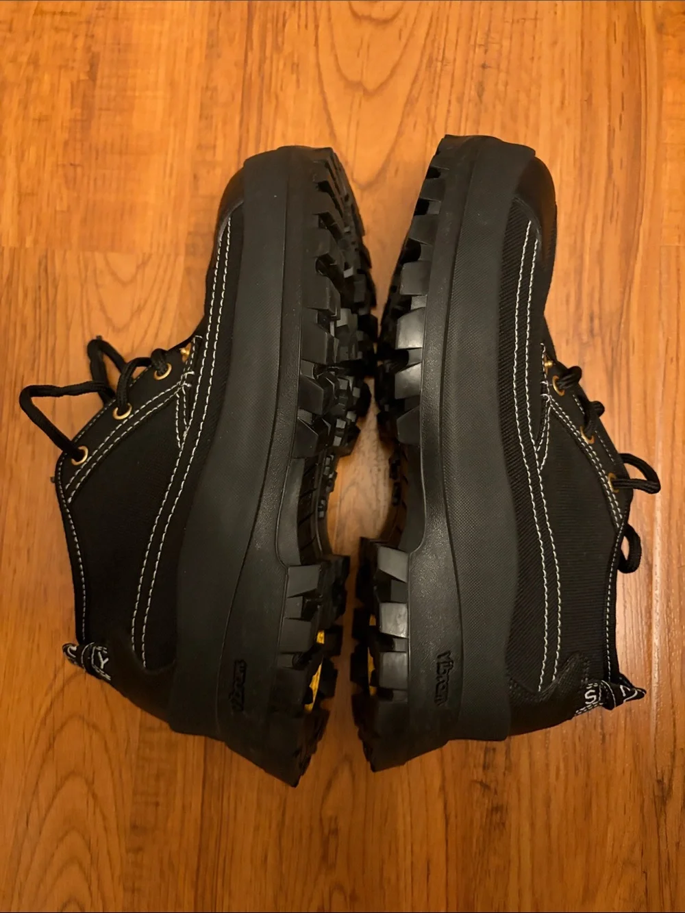 Stella McCarney + vibram Men's Black Canvas Lace-Up Platform Sneakers,39/ US 8.5